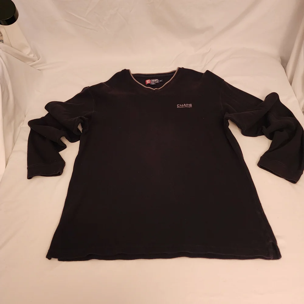 Ralph Lauren‎ Chaps Vintage Black V-Neck Y2K Retro Sweater. Size XXL